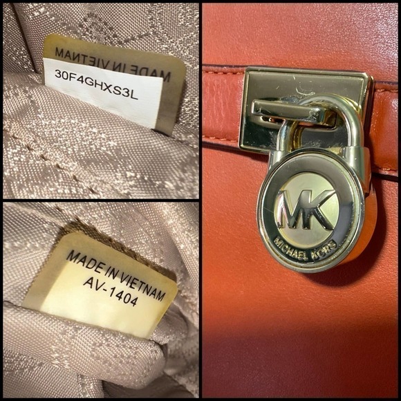 MICHAEL KORS HAMILTON TRAVELER GENUINE LEATHER SATCHEL/ SHOULDER BAG ORANGE - Picture 13 of 15